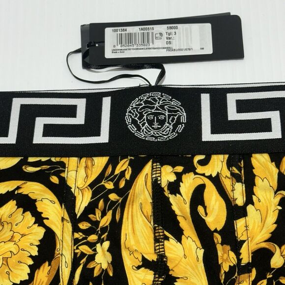 NWT Versace Barocco Greca Underwear Trunk Boxer Briefs Black Gold Size IT 3/ S - Picture 8 of 11